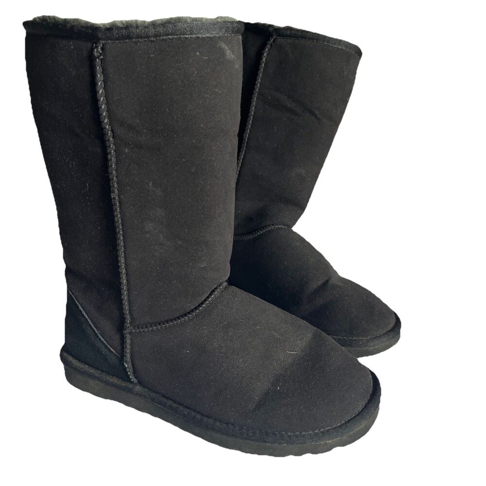 UGG Classic Tall Winter Snow Boots Women's size 9 Black Suede Sheepskin S/N 5815